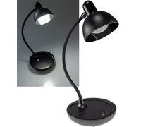 Lámpara de mesa 3 pilas AA 25 cm cuello de cisne regulable luz de lectura LED luz blanca cálida 3000k negro