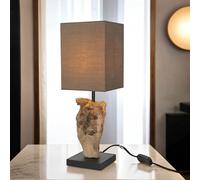 Lámpara De Mesa 45cm Moderna Decorativa De Madera Flotante Con Diseño De Lino