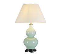 Lampara De Mesa Ceramica De Tela En Verde Ecru 64 cm E27 Para La Habitacion