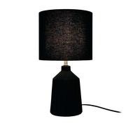 Relaxdays Lámpara de Mesa con Base cerámica Acanalada y Pantalla de Tela, E14, 42x23 cm, Negra