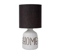 Lámpara De Mesa Cerámica Tela Blanca Taupe Dormitorio 32,5 Cm E14 Luz De Noche