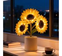 Lámpara De Mesa con Forma De Flor Y Atenuación Táctil, Lámpara De Girasol Brillante, Lámpara Led Recargable con Forma De Flor, Luz Nocturna para Dormitorios, Luz Nocturna Led De Simulación