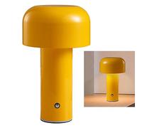 Lámpara de Mesa con Forma de Seta, Pantalla Acrílica de 3 Colores, Iluminación Ajustable, Luz de Mesa con Forma de Seta para Dormitorio (Amarillo)