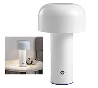 Lámpara de Mesa con Forma de Seta, Pantalla Acrílica de 3 Colores, Iluminación Ajustable, Luz de Mesa con Forma de Seta para Dormitorio (Blanco)