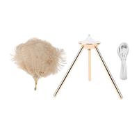 Lámpara de Mesa con Plumas Artificiales, Luz de Escritorio Recargable USB, 40 Plumas, Base de Metal y Trípode, 55 cm - Control Táctil, Luz Regulable en Tres Colores, Ideal para (Bronceado claro)