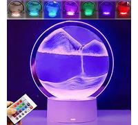 Lámpara de mesa de arte de arena en movimiento 3D, 16 colores cambiantes y control remoto, lámpara de arena movediza, reloj de arena 3D de mar profundo, pintura de arena, luz nocturna, reloj de arena