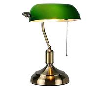 Lámpara de mesa de banco de cobre - Lámpara de mesa Pantalla de cristal verde esmeralda Cuerpo de cobre completo - Lámpara de mesa vintage - Lámpara antigua - Lámpara de banquero verde