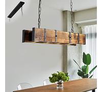 Lámpara de mesa de billar de madera de 4 luces, araña rústica de 39 pulgadas con vigas de madera Iluminación de granja de cocina Iluminación de isla, candelabro de isla candelabro lineal colgante de