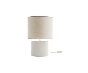 Lámpara de mesa de cerámica blanca mate con pantalla de lino natural TIGA