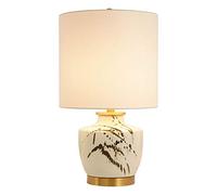 Lámpara de mesa de cerámica china con diseño simple de manchas de tinta, elegante lámpara de mesita de noche para dormitorio, forma de tambor, decoración del hogar, lámpara moderna de cerámica