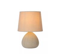 Lámpara De Mesa De Cerámica De Tela Beige 26 Cm E14 Acogedora Antideslumbrante