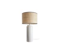 Lámpara de mesa de cerámica esmaltada blanca con pantalla de rafia natural 64 cm MAJES