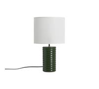 Lámpara de mesa de cerámica esmaltada verde oscuro con pantalla de color crudo 53 cm BERRO