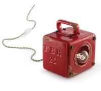 Lámpara De Mesa De Cerámica Industrial H: 20 Cm Pequeña Hecha A Mano E27 Roja