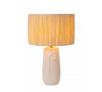 Lámpara De Mesa De Cerámica Papel Blanca Beige 56 CM E27 Dormitorio