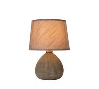 Lámpara De Mesa De Cerámica Y Tela Marrón 26 Cm E14 Agradable Antideslumbrante