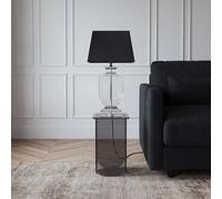 Lámpara de mesa de cristal y lino negro Alt. 65 cm