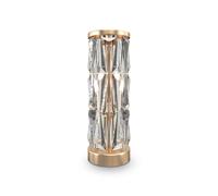 Lámpara De Mesa De Cristal Y Metal H: 58 Cm Ø 20 Cm 2X E14 En Oro Art Déco