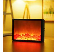 Lámpara de Mesa de Efecto Llama 3D Realista, Chimenea LED Realista de Madera Efecto Llama Luz de Chimenea Decorativo alimentada con Pilas para decoración Interior y Exterior (D)