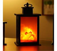 Lámpara de Mesa de Efecto Llama 3D Realista, Chimenea LED Realista de Madera Efecto Llama Luz de Chimenea Decorativo alimentada con Pilas para decoración Interior y Exterior (C)