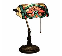 Lámpara de Mesa de Estilo banquero, lámpara de Escritorio de vidrieras Vintage con Base, lámpara de Noche con Cuentas de Cristal Antiguas para Sala de Estar, Dormitorio, Oficina, decoración del hogar