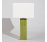 Lámpara de mesa de gres verde con pantalla cuadrada de poliéster