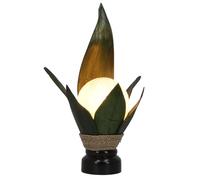 Lámpara de Mesa de Hoja de Palma/lámpara de Mesa, Hecha a Mano en Bali de Material Natural, Madera de Palma - Modelo Palmera 14, Hojasdepalmera, 50x30x20 cm, Lámparas de Mesa de Materiales Naturales