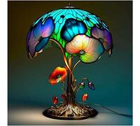 Lámpara de mesa de la serie de plantas de vidrieras, Lámpara de mesa de hongos de vidrio de pintura, Lámpara de mesa vintage Lámpara de mesita de noche decorativa, Lámparas de escritorio de vitrales