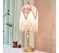 Lámpara de Mesa de Lujo Francesa Americana Retro Sala de estar Dormitorio Estudio Villa Hotel Pastoral Europea Creativa Borlas LED Luz de Escritorio (Estilo 13)