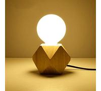 Lámpara de mesa de madera, casquillo E27, cable de 1.8m con interruptor, hasta 60W, lámpara decorativa retro industrial Edison, para salón, dormitorio y oficina, estudio,cafetería, bar,Lámpara móvil.