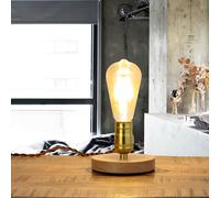 Lámpara De Mesa De Madera Y Metal Ø12cm Diseño Industrial EDISON Lámpara Vintage