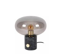Lámpara De Mesa De Mármol Con Vidrio Ahumado Negro De 24 Cm E27 Con Interruptor