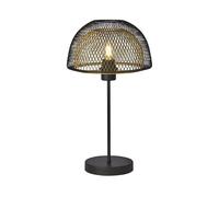 Lámpara De Mesa De Metal 47cm Ø 26cm Negra Dorada Moderna E27 Jaula Pantalla