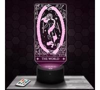 Lámpara de mesa de noche Arcano Tarot Mundo decoración Cartas de Adivinación Cartomancia Oráculo. Idea regalo objeto Arcano Tarot Mundo luz nocturna decoración de Cuarto. Regalo Navidad