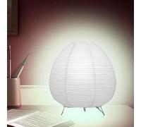 Lámpara de mesa de noche GOEDCH de papel de arroz: Lámpara de noche retro de papel de arroz con pantalla blanca y enchufe estándar europeo, interruptor de botón, ideal para dormitorio y sala de estar