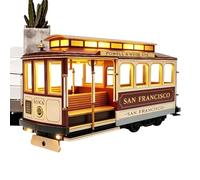 Lámpara de mesa de noche, luz vintage en forma de tren, lámpara de tranvía retro, decoración de escritorio de dormitorio, mesita de noche, luz decorativa de tranvía de San Francisco para el hogar