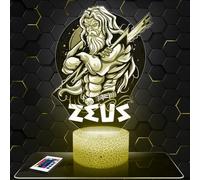 Lámpara de mesa de noche Zeus Mitología Dios decoración griega antigua Olimpo. Idea regalo hombre mujer objeto Zeus Mitología Dios decoración de Cuarto. Navidad