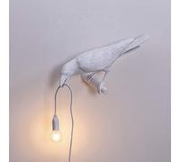 Lámpara De Mesa De Pájaro LED Luz Italiana Seletti, Lámpara De Pared De Pájaro Creativa Moderna Lámpara De Noche De Dormitorio LED Aplique De Pared De Resina USB,Blanco,Wall Right