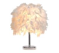 Lámpara de mesa de plumas blancas, lámpara de noche, lámpara de mesa, pantalla de plumas para dormitorio, decoración del hogar, accesorios de fotografía, ESTILO 1,M