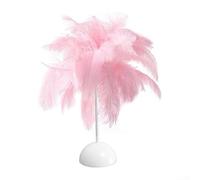 Lámpara de mesa de plumas Luz nocturna para dormitorio Decoración del hogar Iluminación de moda portátil Blanco Rosa 21,8 cm (rosa)