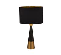 Lámpara De Mesa De Tela Y Metal 58,5 Cm De Alto Negra Y Dorada Con Cobre