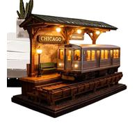 Lámpara de mesa de tranvía vintage - 15cm San Francisco Mini Streetcar Light | Warm Soft Led Battery Powered Table Lamp for Office Bookshelf | Chicago Tram Model Decorative | Gift for Travel Enthusias