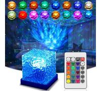 Lámpara de mesa de Wave, lámpara de mesa LED, lámpara de noche, olas del océano, proyector de estrellas LED, galaxia, proyector de cielo estrellado en 16 colores, proyector de luz estrellada con mando