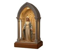 Lámpara de mesa devocional de la Virgen María, elegante estatua de María de la Virgen Sagrada Noche, decoración católica, luz virgen, hecha a mano
