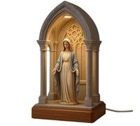 Lámpara de mesa devocional LED de la Virgen María, católica, suave, protección de ojos, elegante estatua de María de las vírgenes sagradas, elegante estatua de María de la Virgen Sagrada, luz nocturna
