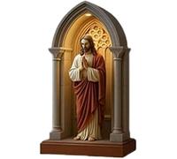 Lámpara de mesa devocional LED de la Virgen María, luz nocturna de estatua de la Virgen María, lámpara de mesa hecha a mano, decoración católica suave, elegante estatua de María de las vírgenes