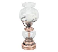 Lámpara de mesa en miniatura de casa de muñecas a escala 1:12, funciona con pilas, luz decorativa vintage en miniatura (bronce)