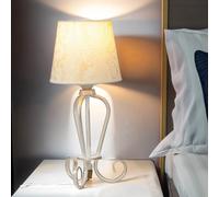 Lámpara De Mesa En Shabby Oro Blanco Con Pantalla De Tela 45cm GANARA