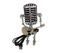 Lámpara de mesa especial robot - Lámpara de robot de micrófono | Brillo ajustable para dormitorio, escritorio, decoración del hogar, lámpara de robot de micrófono Kink-au