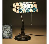 Lámpara de Mesa Estilo banquero Lámpara de Escritorio de vidrieras Vintage con Base de aleación Lámpara de cabecera con Cuentas de Cristal Antiguas para Sala de Estar, Dormitorio, Oficina, decoración